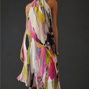 Anthropologie 100% Silk Asymmetrical Dress